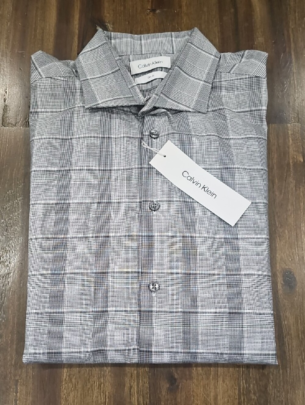 Calvin Klein Gray Plaid Dress Shirt